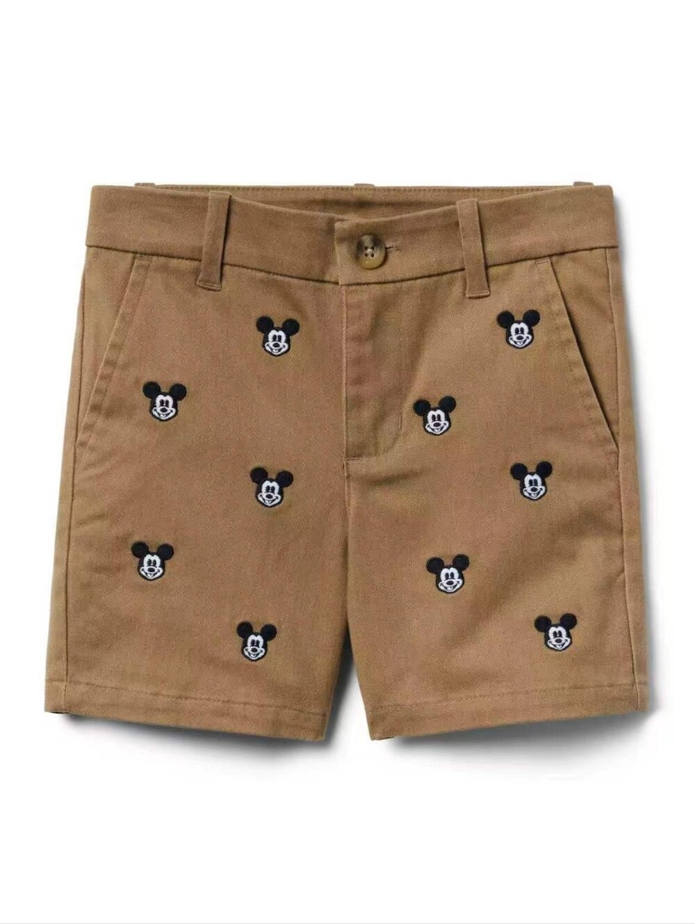 Janie and Jack x Disney Mickey Mouse Embroidered Twill Shorts Boys Size 10 Khaki